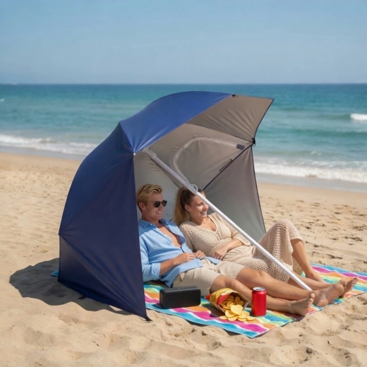 2-en-1 : parasol et abri semi-ouvert pour plus d’intimité