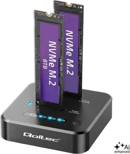 Station d'accueil Qoltec pour 2× SSD M.2 NVMe avec USB-C