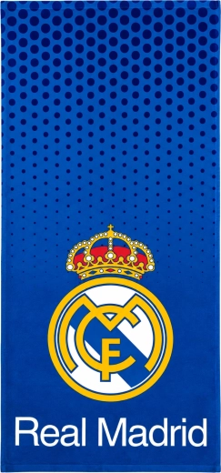 Serviette de bain en coton Real Madrid bleue 75 × 150 cm
