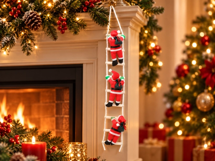 Motif joyeux de trois Pères Noël