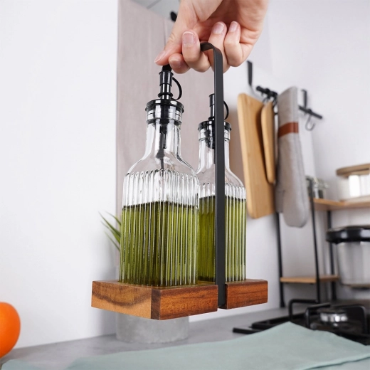 Support en bois stable avec poignée métallique