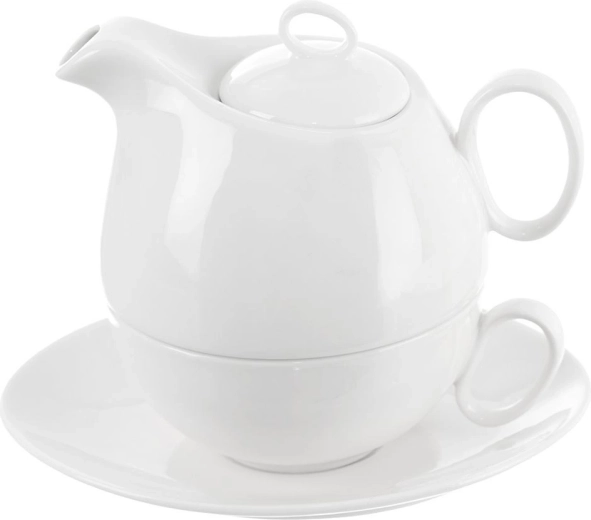 Théière en porcelaine Orion Mona avec tasse et soucoupe pour le thé