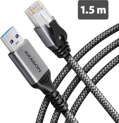 Adaptateur Ethernet gigabit USB-A AXAGON avec câble CAT6 RJ-45 intégré de 1,5 m