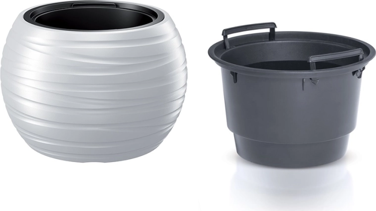 Cache-pot rond Maze avec insert 39,6 cm blanc