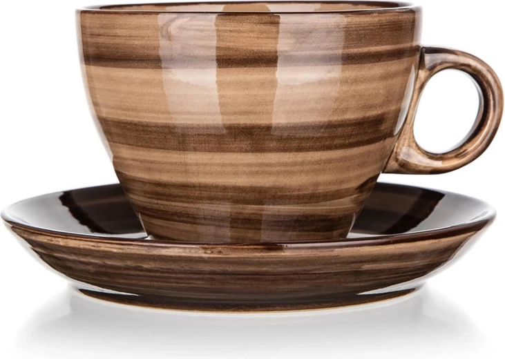 Élégante glaçure marron à motif rayé