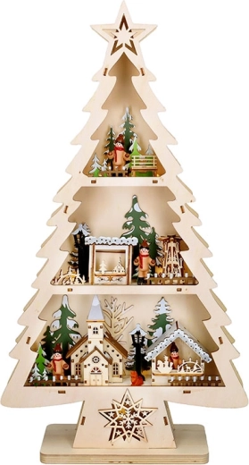 Solight sapin de Noël en bois avec éclairage LED 53 cm