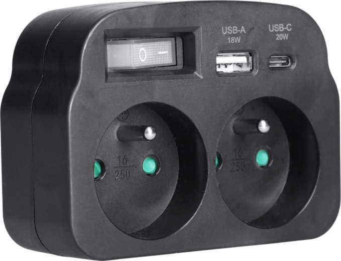 Charge rapide USB-A QC 3.0 et USB-C PD