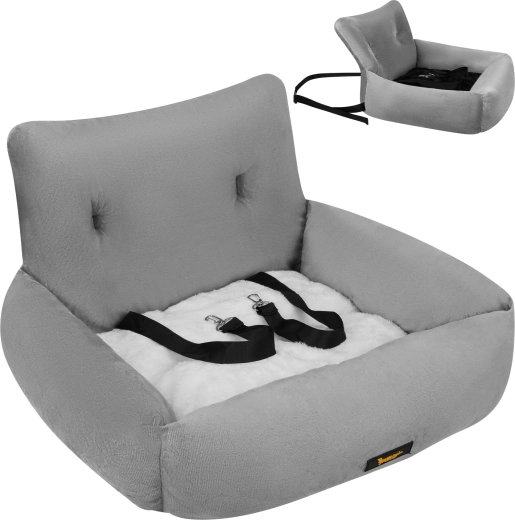 Siège auto pour chien et chat Purlov L 53 × 42 × 30 cm (jusqu’à 4 kg) gris
