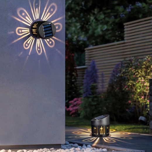 Lampe décorative solaire à fixer au mur ou à poser, blanc chaud