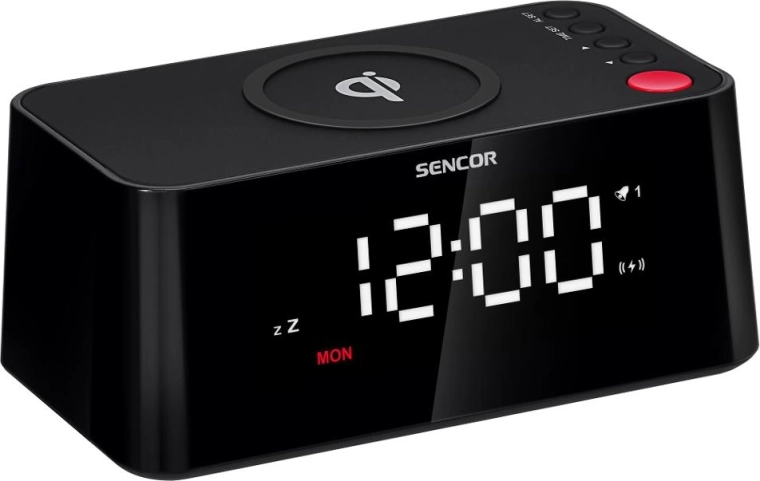 Réveil numérique Sencor avec chargeur sans fil Qi