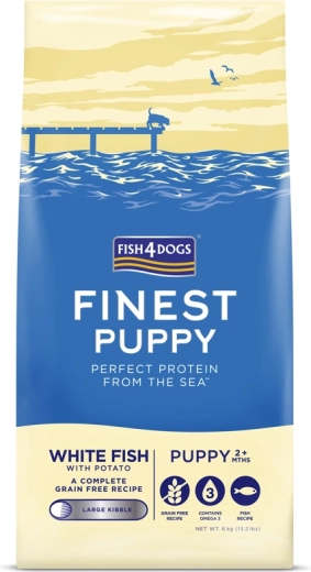 Fish4Dogs Finest – croquettes pour chiots de grandes races, poisson blanc et pommes de terre, 6 kg