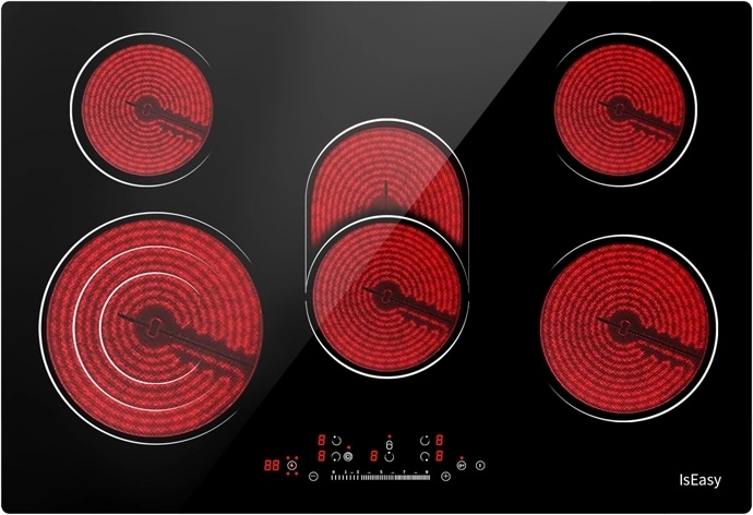 Table de cuisson vitrocéramique encastrable IsEasy 77 cm, 5 zones, commande tactile