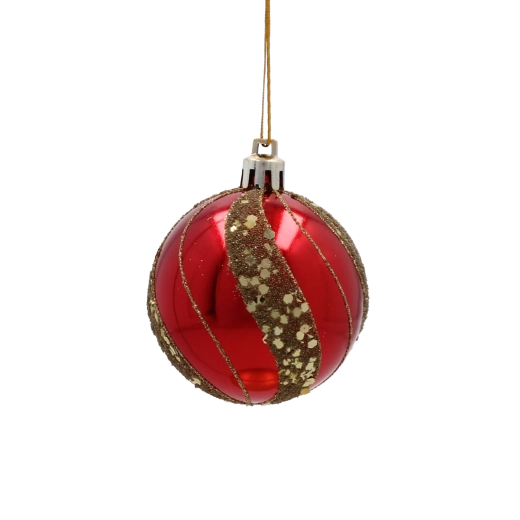 Boules rouges élégantes avec détails pailletés