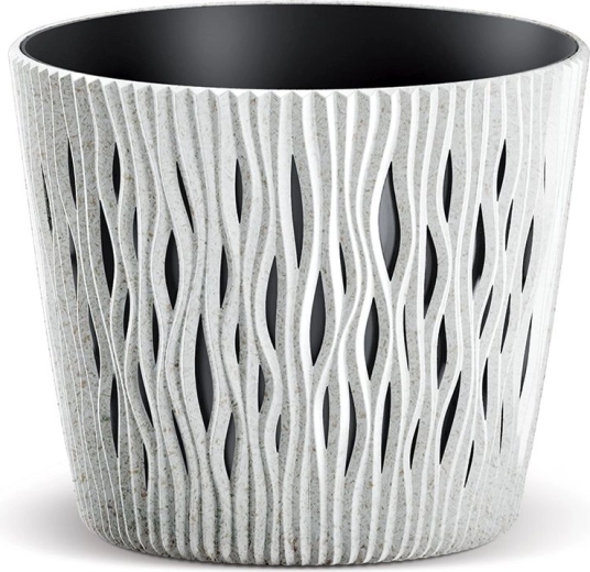 Cache-pot Sandy Round Eco Wood 26,2 cm – blanc