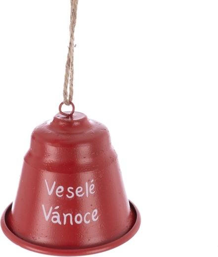 Cloche de Noël en métal avec inscription « Joyeux Noël » rouge 7 cm