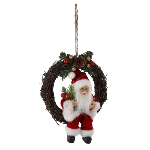 Couronne rustique en osier avec des détails de Noël