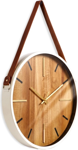 Horloge murale avec sangle de suspension marron, 38 cm