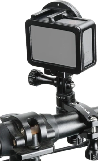 Support de guidon en aluminium Puluz pour caméra d’action avec rotation à 360° (noir) - 1 pièce