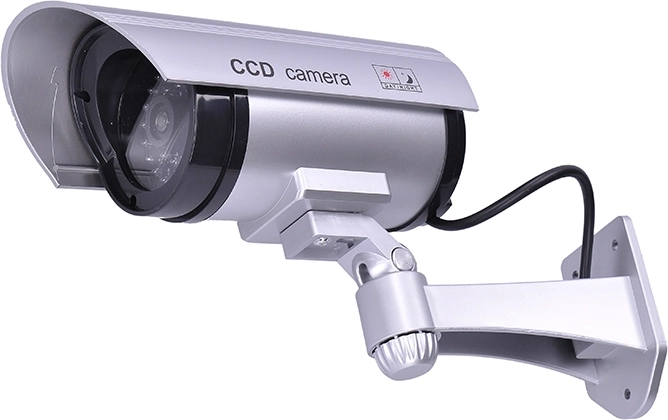 Solight maquette de caméra de sécurité avec diode LED, IP44, argentée - 1 pièce