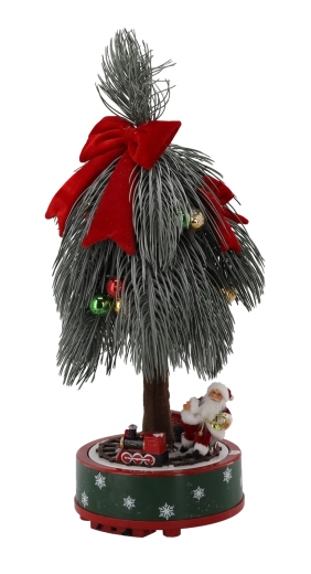 Sapin de Noël LED avec train, mélodies et mouvement, 60 cm