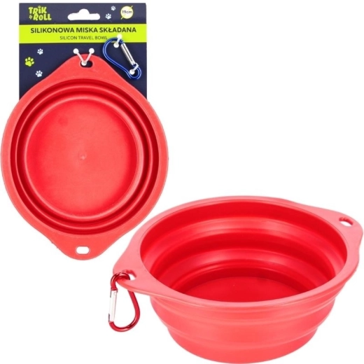 Gamelle pliable en silicone rouge pour chiens et chats