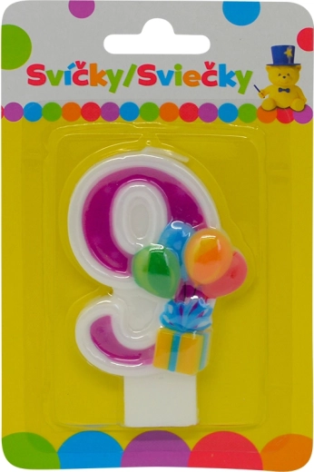 Bougie d’anniversaire avec ballons numéro 9