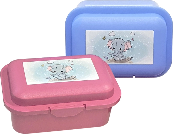 Boîte à goûter avec éléphanteau, en plastique, assortiment de couleurs