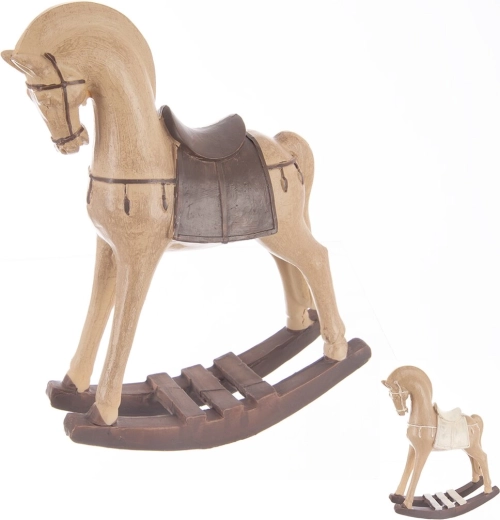 Cheval à bascule en polyrésine marron – figurine décorative