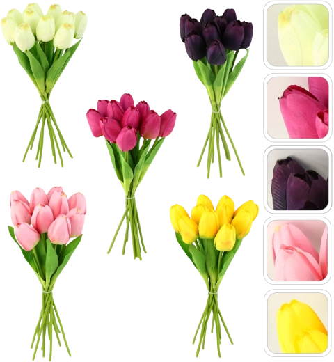 Bouquet artificiel de tulipes 10 pcs, 30 cm, assortiment de couleurs