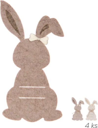 Pochettes à couverts Printemps avec petit lapin, lot de 4 pièces (assortiment)