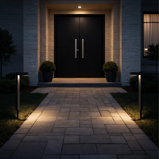 Design moderne en borne avec une lumière agréable dirigée vers le bas