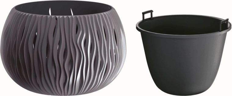 Cache-pot Sandy Bowl avec insert 23,8 cm anthracite