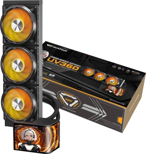 DarkFlash UV360 refroidissement liquide CPU AIO 360 mm noir avec écran OLED 2K