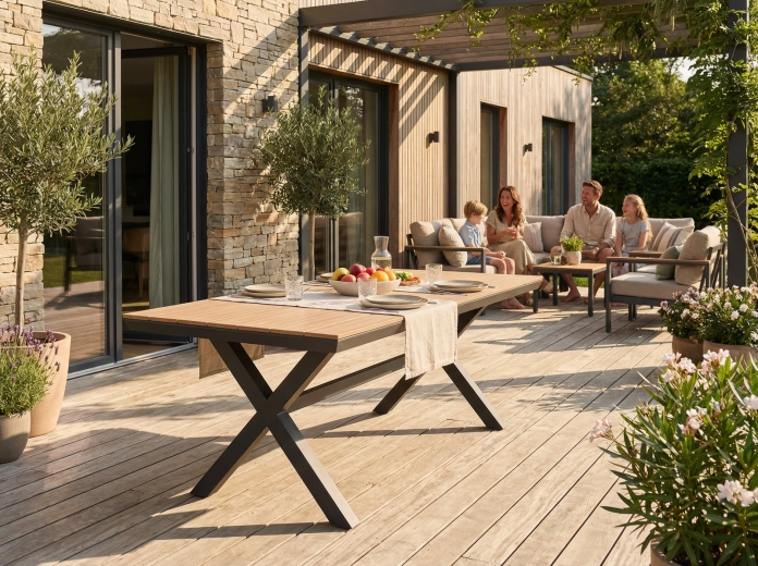 Table spacieuse pour les repas en extérieur