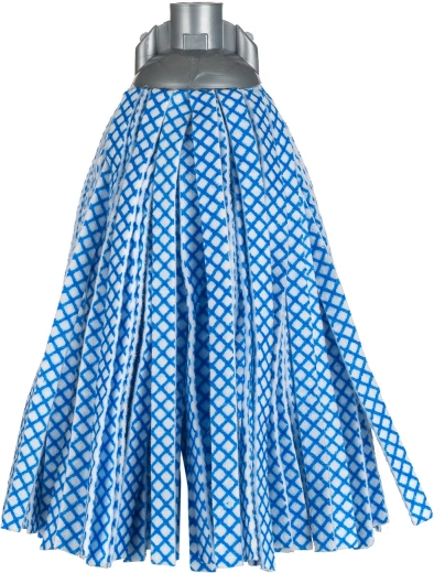 Tête de balai serpillière en viscose bleu-blanc 160 g, filetage grossier