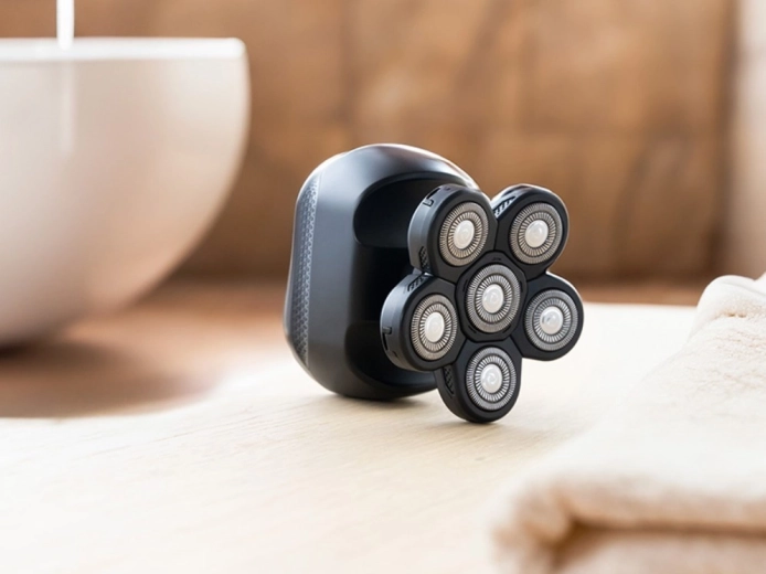 Six têtes rotatives flexibles pour un rasage lisse