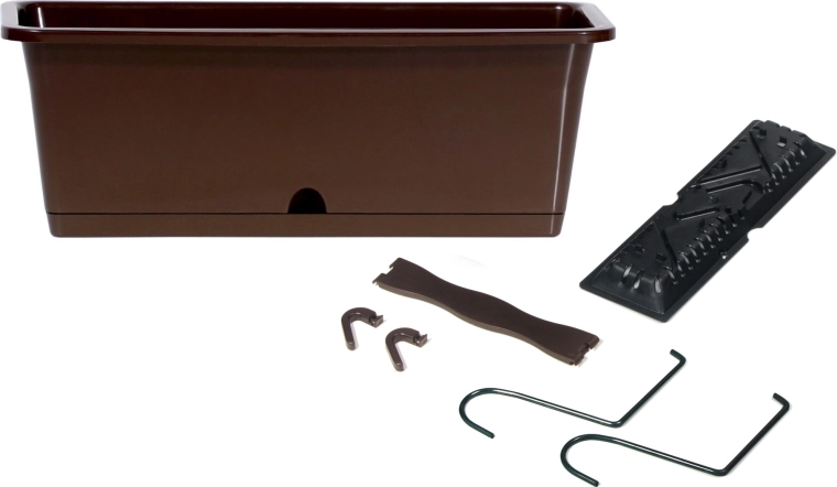 Jardinière de balcon avec crochets 40 cm, marron