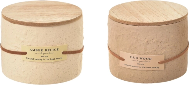 Bougie parfumée dans un pot en céramique avec couvercle en bois 230 g