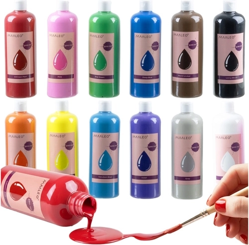 Peintures à l’affiche Maaleo 12×500 ml – grand set pour école et atelier