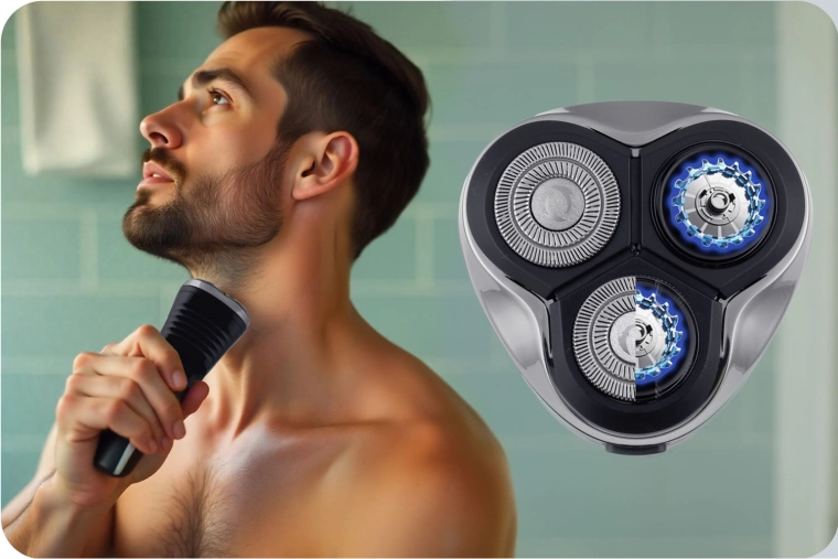 Rasage rotatif doux sans tiraillements