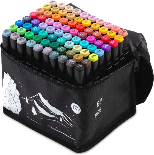 80 couleurs dans un étui portable bien organisé