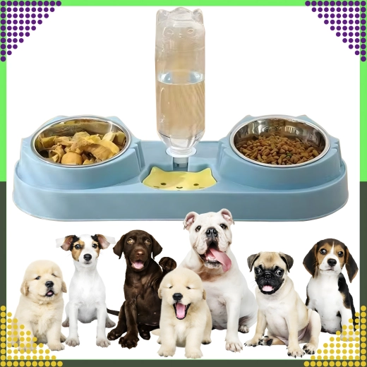 Deux bols en acier inoxydable amovibles