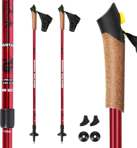 Bâtons de marche nordique NILS EXTREME NW607 rouges