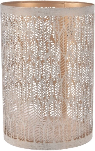 Bougeoir en métal LEAF beige et doré