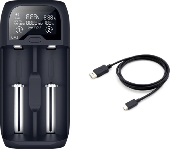 Chargeur intelligent de batteries Solight Li-Ion/LiFePO4/Ni-MH/Ni-Cd avec écran LCD, 2 canaux, 2000 mA
