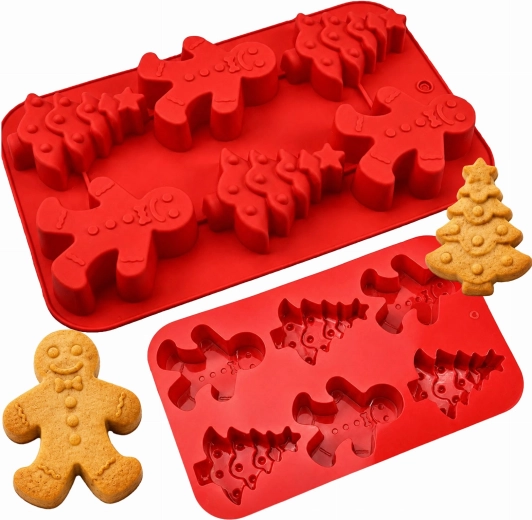 Moule en silicone pour 6 biscuits de Noël - 1 pièce
