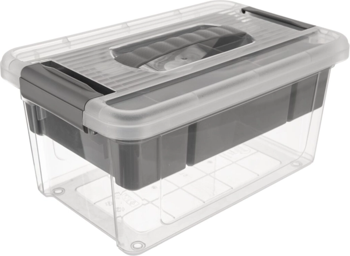 Boîte de rangement Stormax multi rectangulaire 5 l avec insert gris