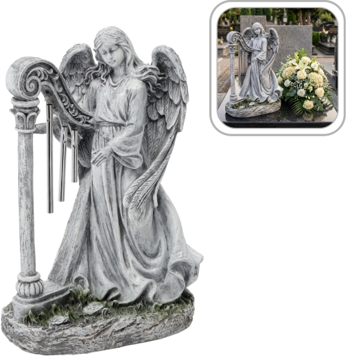 Figurine d’ange avec harpe 39 cm