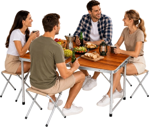 Ensemble pour 4 personnes : table + 4 tabourets