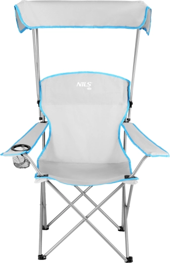 Chaise de camping pliante avec auvent NILS Camp grise